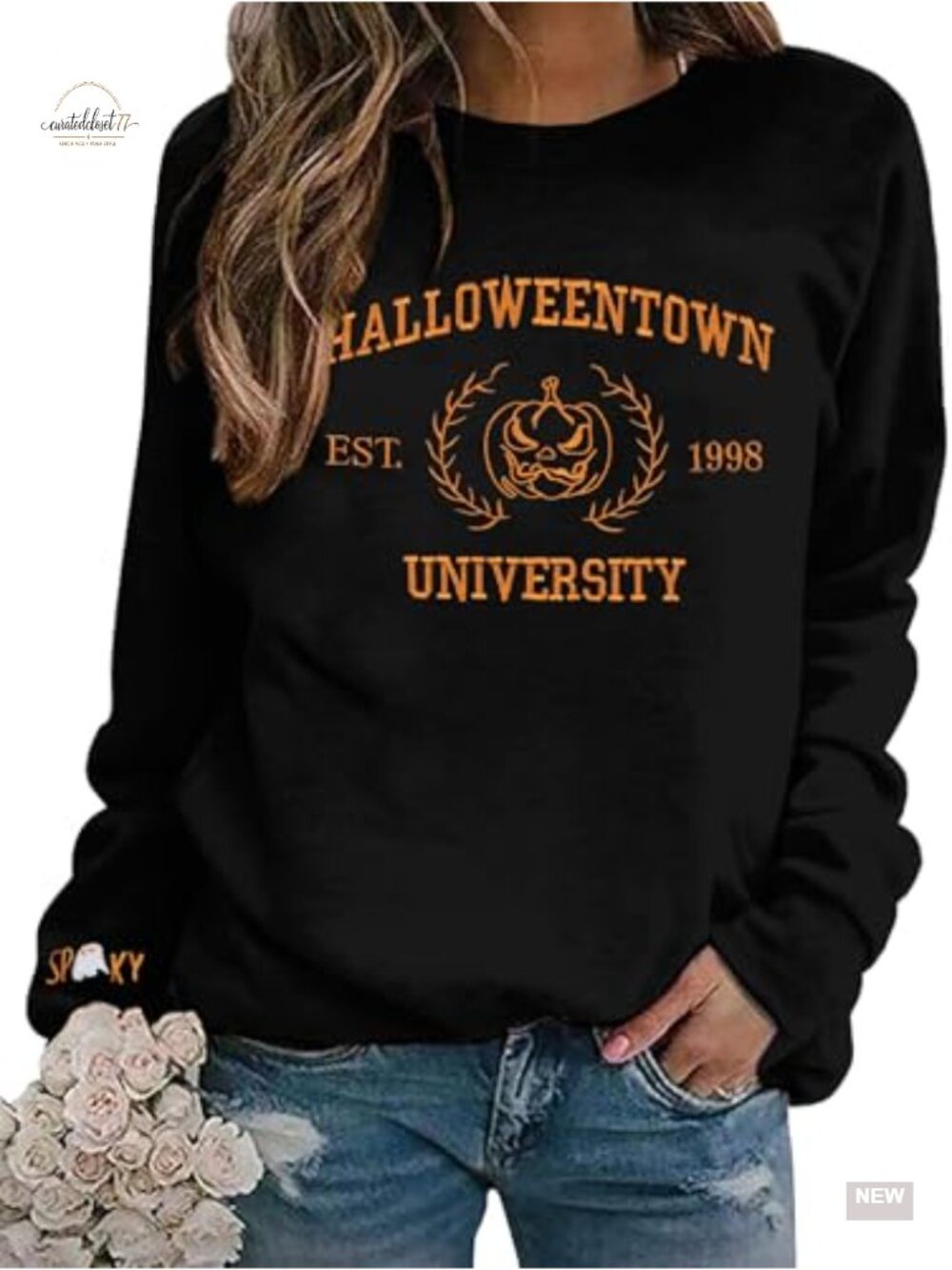 Halloweentown University Embroidered Sweatshirt Pullover Women